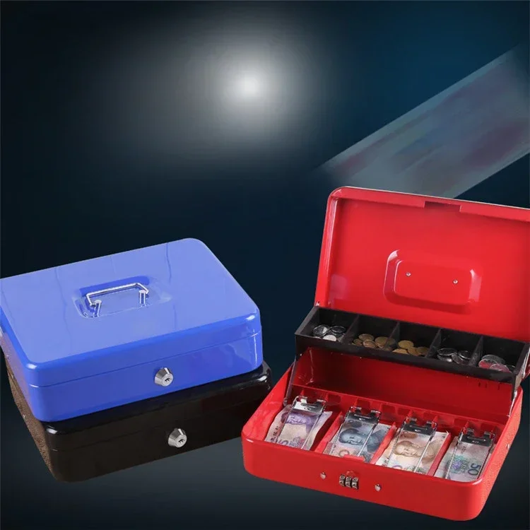 Cash Box with Money Tray and Key Lock Tiered Cantilever Design 4 Bill / 5 Coin Slots Safety Box for Supermarkets Small Business 2