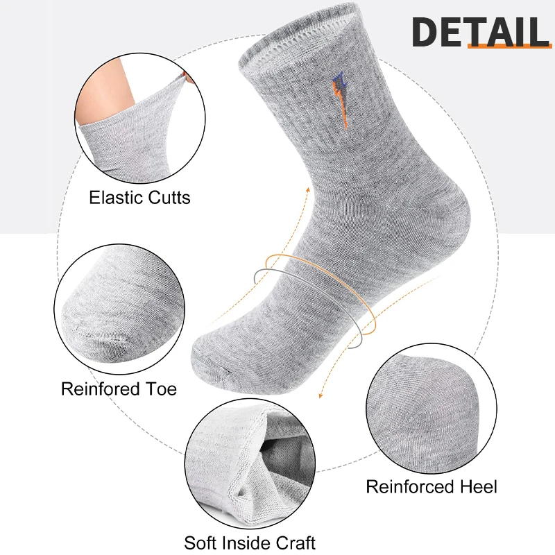 3 Pairs Athletic Cotton Crew Ankle Socks for Men Breathable Cushioned Moisture Wicking Soft Low-Cut Sport Workout Running Socks