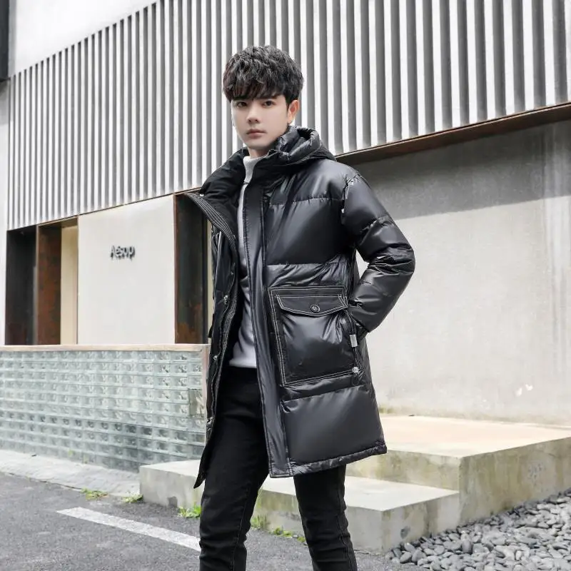 

2022Winter New Men's Long White Duck Down Jacket Fashion Hooded Thick Warm Coat Male Big Comfortable Brand Clothes Top C14