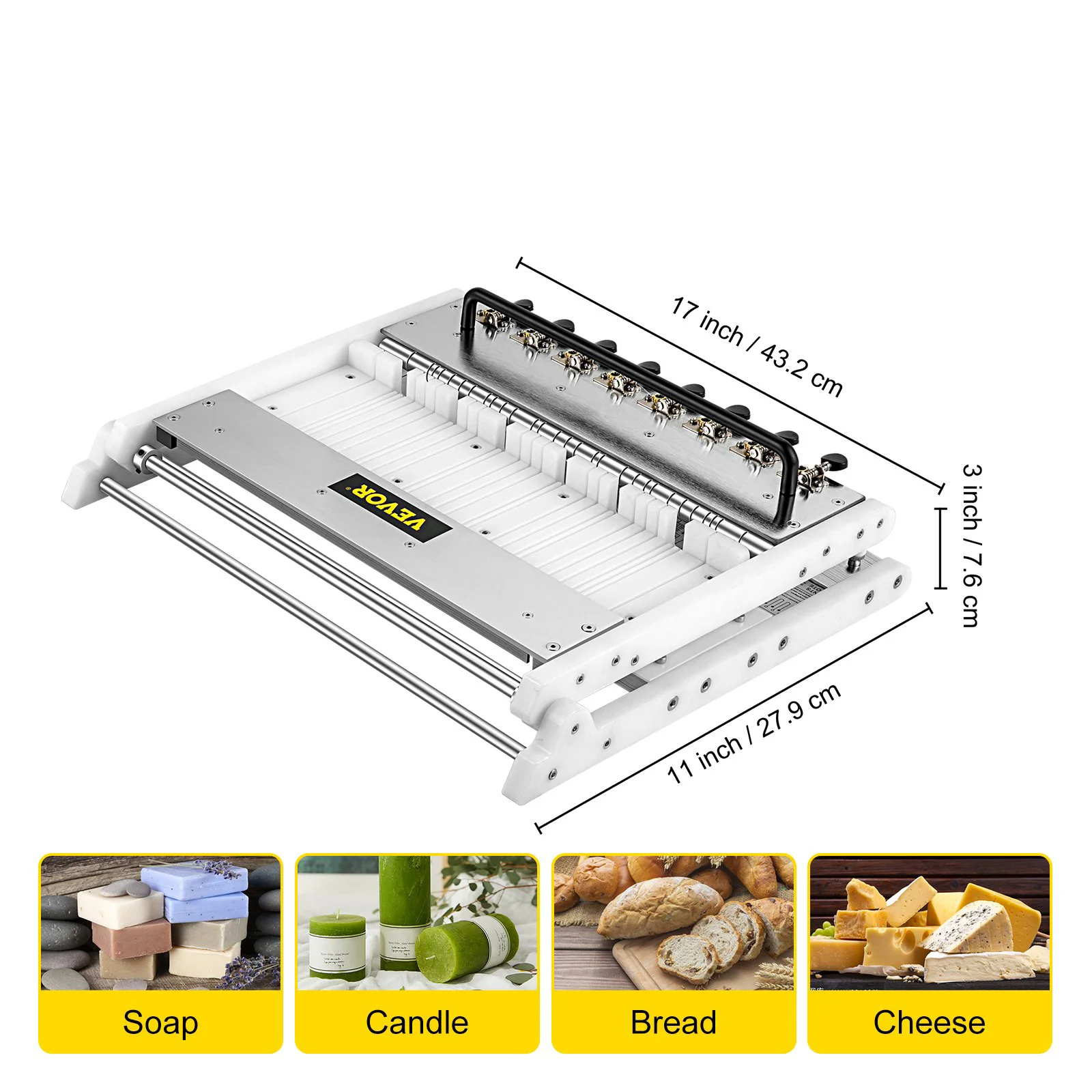 Sihao Multifunctional Soap Loaf Cutter Adjustable Cutting Width With 1-15 Stainless Steel Bars For Cutting Candles B