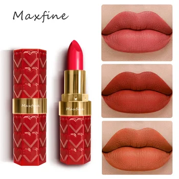 Maxfine New 18 Color Matte Lipstick Waterproof Moisturizing Popular Color  Fashion Lipstick Lasting Non Stick Cup Cosmetics 4.2g