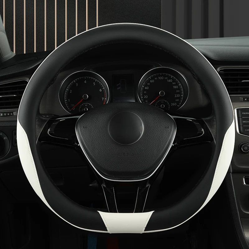 D Shape Car Steering Wheel Cover For Vw Golf 7 Polo 2014-2022 Scirocco Jetta 6 2017-2022 Santana 2016-2022 Auto Accesorioss