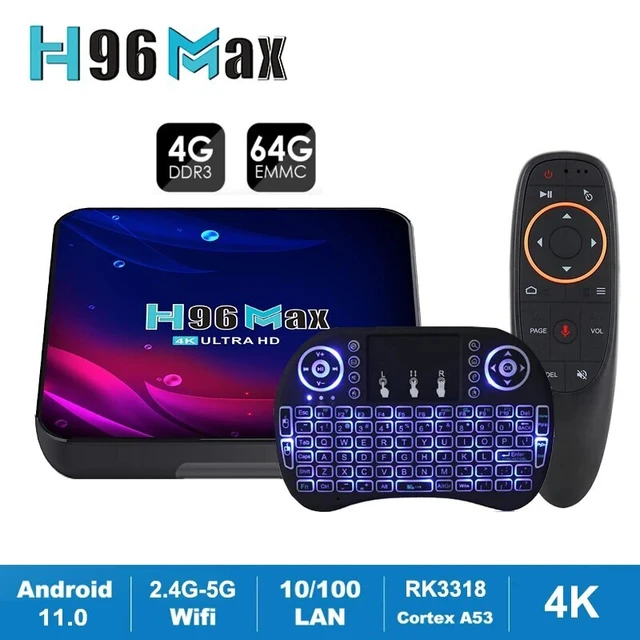 H96 Max 6K Ultra HD Smart TV Box avec télécommande, Android