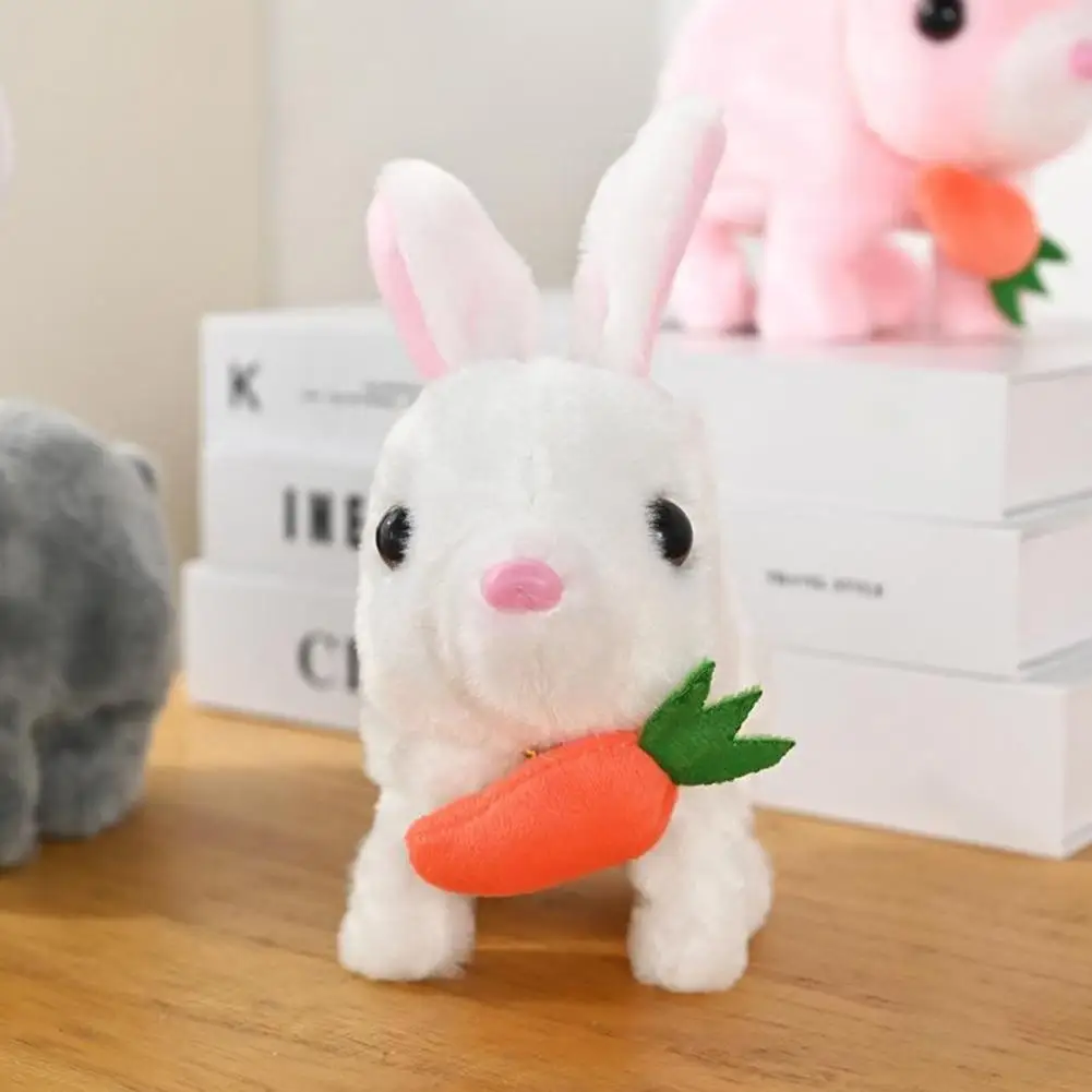

Движущийся кролик, игрушка ходячий кролик, игрушка с морковкой, очаровательный плюшевый кролик, кукла для детей, развивающая искусственная Реалистичная