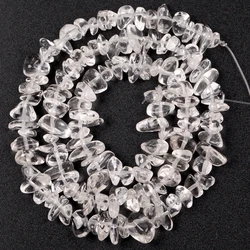 Natural Stone Irregular Gravel Beads for Jewelry Making - Freeform Beads for DIY Necklaces & Bracelets, 15'' Strand (White Crystal)