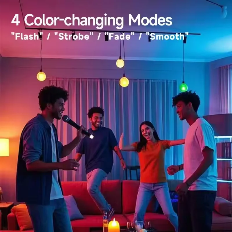 รูปสินค้า หลอดไฟชาร์จได้ 3 ชิ้น LED RGB อัจฉริยะ ปรับความสว่าง ขั้ว E27 ตั้งเวลา