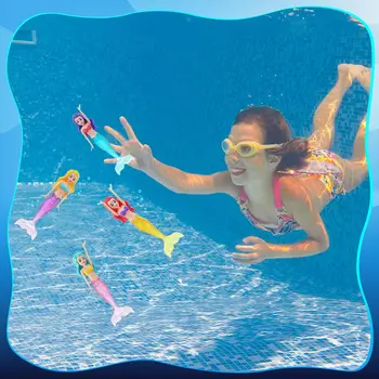 4 Pieces Mermaid Dive Toys Mermaid Bath Toys Colorful Mermaid Pool Toys Swimming Pool Games for Toddlers Boys Girls Teens Adults 5