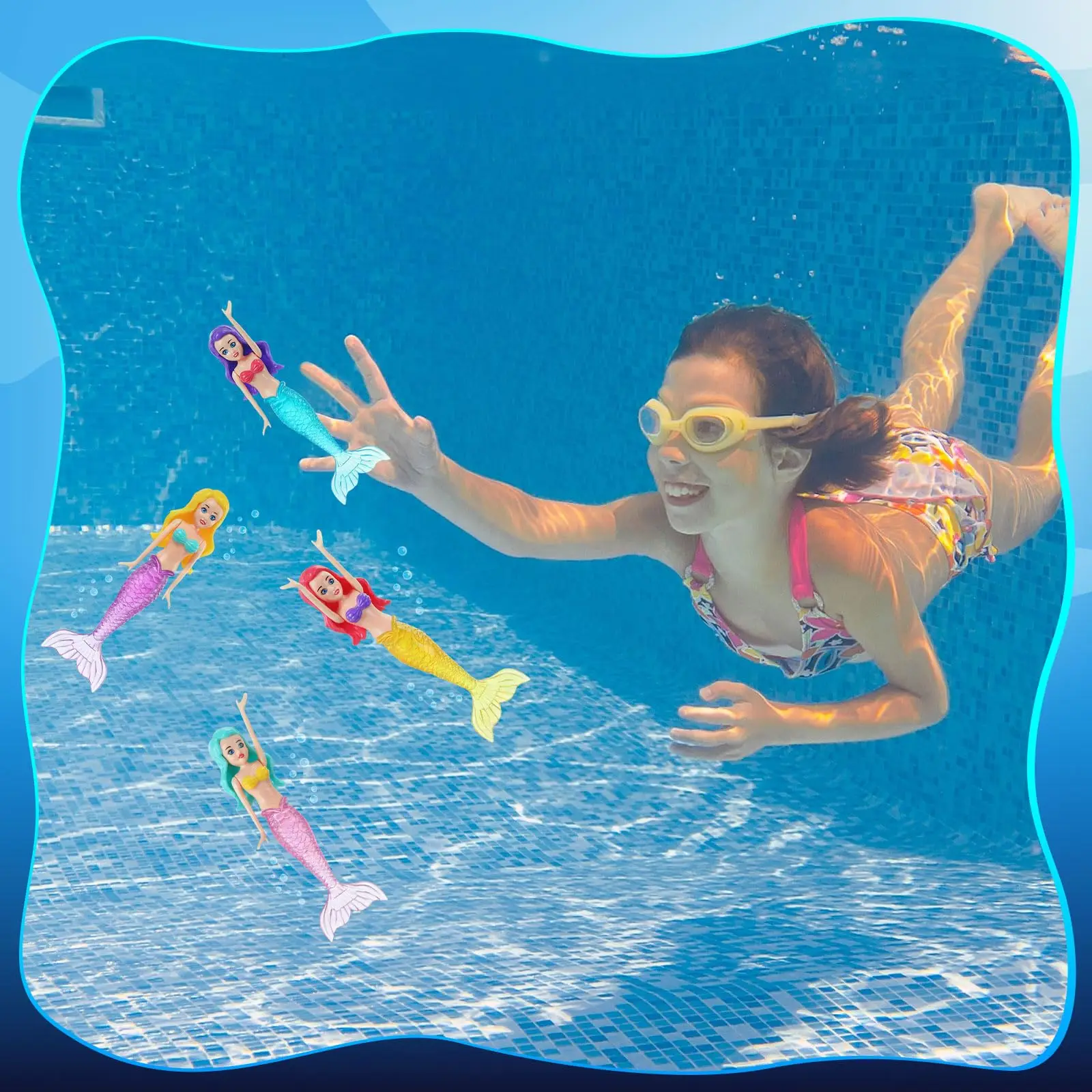 4 Pieces Mermaid Dive Toys Mermaid Bath Toys Colorful Mermaid Pool Toys Swimming Pool Games for Toddlers Boys Girls Teens Adults 5