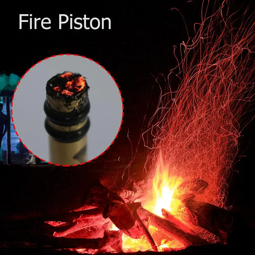 Brass Emergency Fire Tubes Practical Compression Outdoor Igniter Tube Fire Start Piston Survival Tool Camping Equipment 3