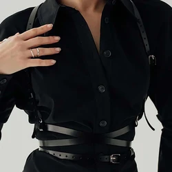 Women's Gothic Leather Harness Belt - Fashion Accessory (Black)