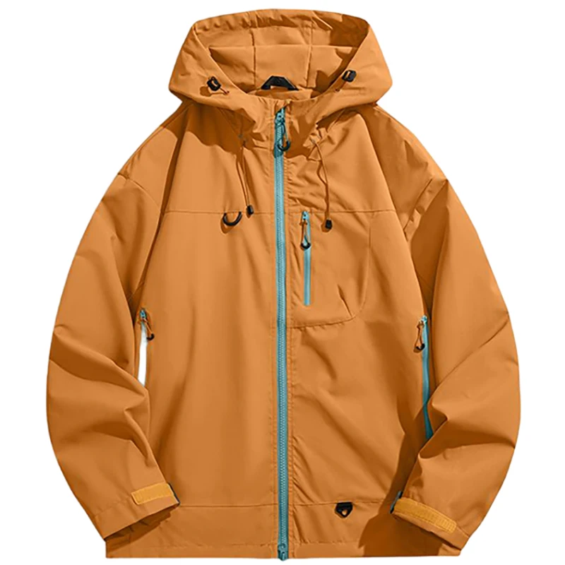 Men's Outdoor Hooded Jackets Waterproof Windbreaker Sport Hiking Climbing Trekking Multiple Pockets Softshell Hooded Jacket Male