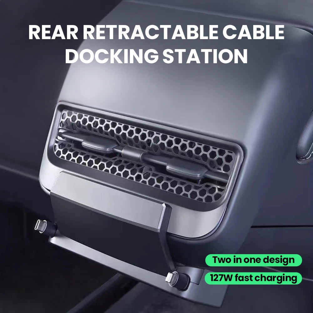 For Tesla Model 3/Y-Rear Air Vent Intelligent Docking Station Type-C PD 27W Fast Charger USB Extender Docking Station Car Converter
