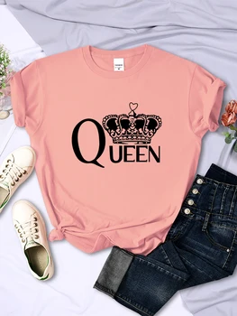 Queen'S Big Crown Printed Women T Shirts Breathable Summer Short Sleeve Street Hip Hop Tee Clothing O-Neck Casual Female Tops 1
