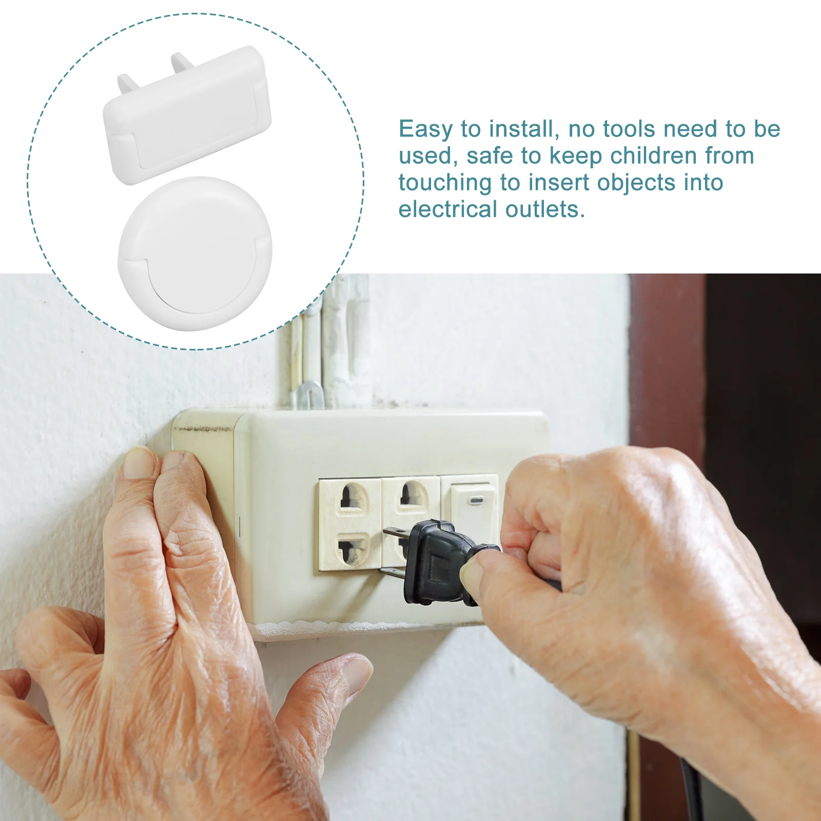 50 Pcs Socket Cover Child Proof Outlet Safety Plugs Electrical Abs Caps Easy Install Baby Protector 2 Prong 3 Prong Unused