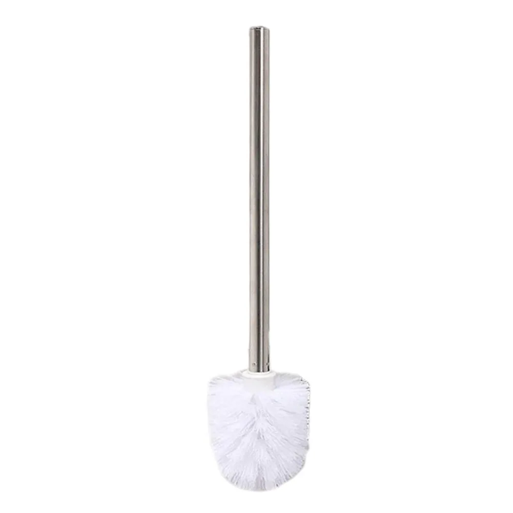CleanPeak Set Scopino WC Con Supporto E Testina Ricambio - Bianco Opaco, Base Antiscivolo, Paramanine - Design Salvaspazio 11,5x37 Cm