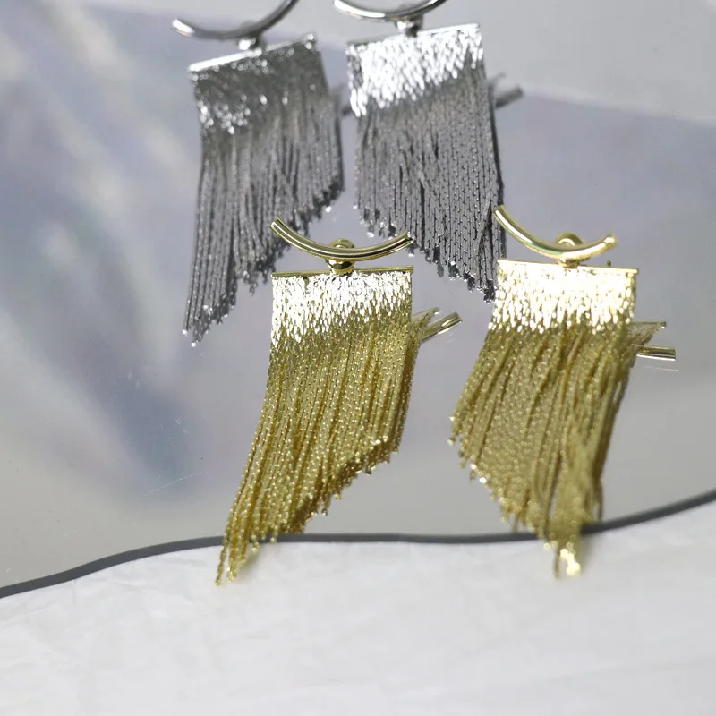 Earrings Long Gold Color Tassel Earrings for Women Wedding Daily Pendant Jewelry Gift