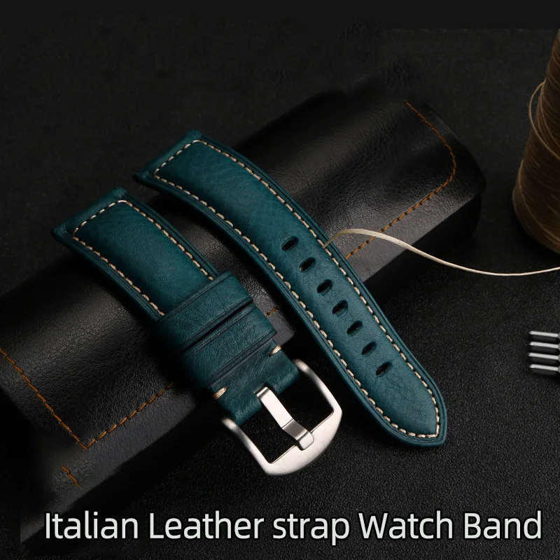 Italian Leather Strap Watch Band 22mm 24mm 26mm Vintage Watch Strap For