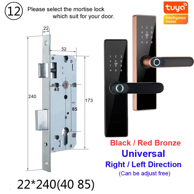 RAYKUBE Tuya Smart Door Lock Wifi Fingerprint Password IC Card Keyless Remotely Unlock Use AA Battery Support 8 Language Voice best electronic door lock Access Control Systems