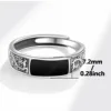 Bagues Vintage en Faux Onyx pour hommes, anneau ouvert réglable en acier inoxydable, couleur argent, bijoux Punk à la mode, cadeaux