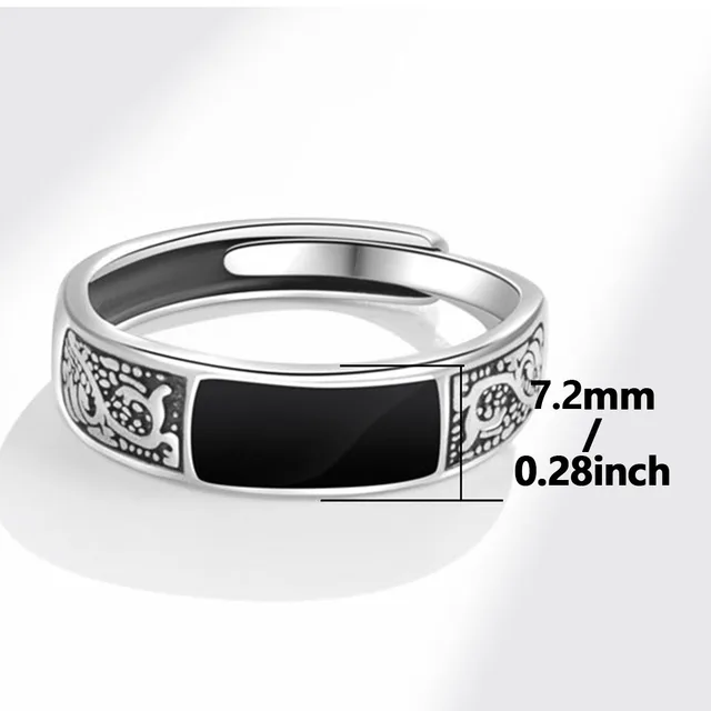 Bagues Vintage en Faux Onyx pour hommes, anneau ouvert réglable en acier inoxydable, couleur argent, bijoux Punk à la mode, cadeaux