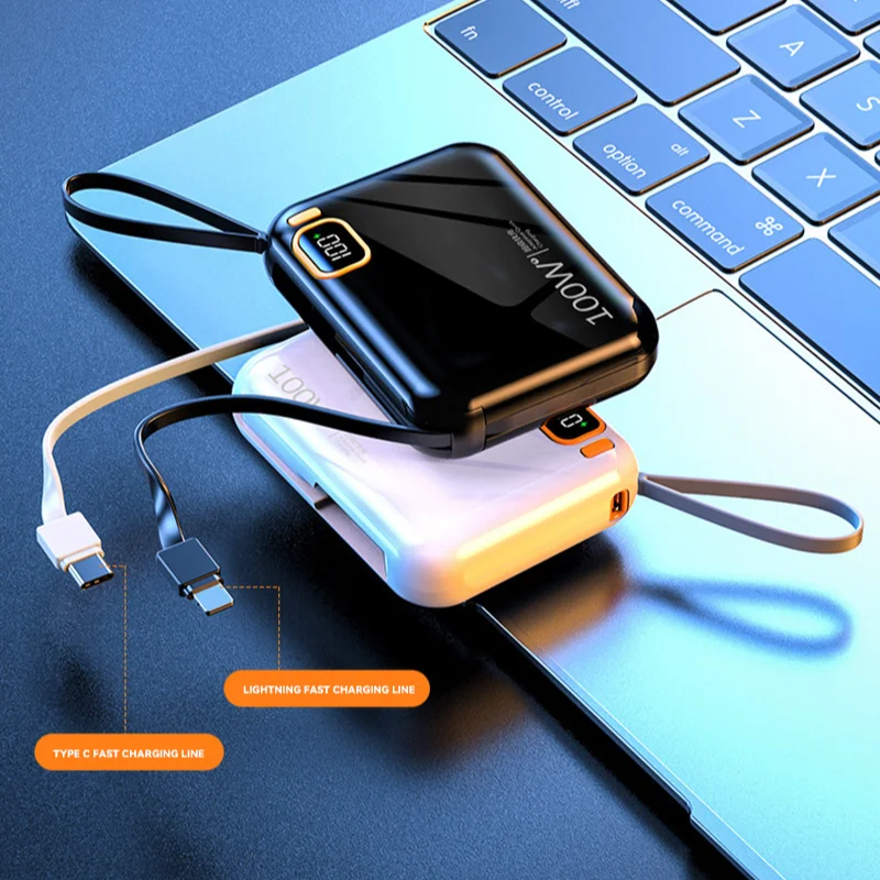 30000mah Portable Power Bank PD100W Detachable USB to TYPE C Cable Fast Charging Mini Powerbank For iPhone Xiaomi Samsung 3