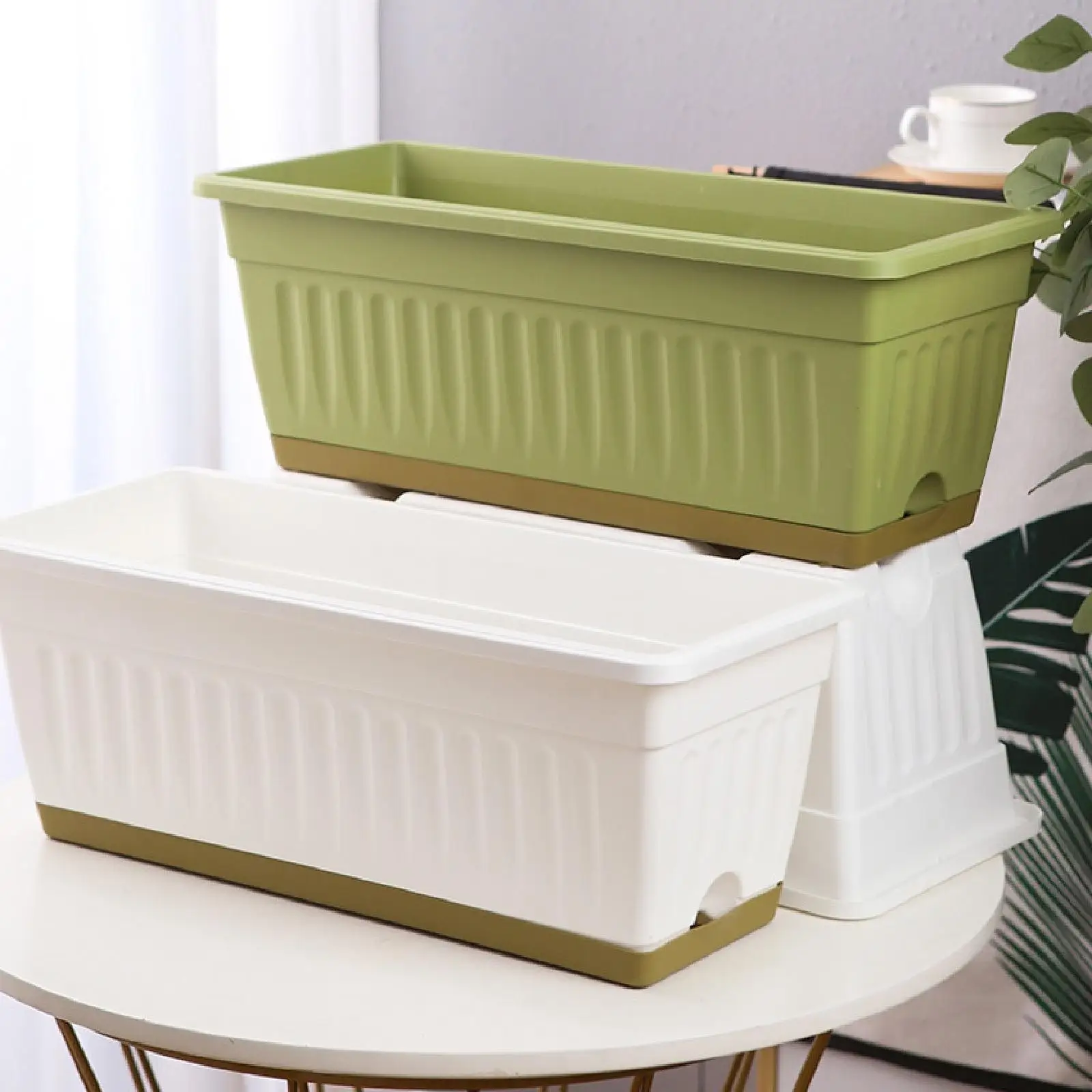 Flower Vegetable Pot Box Decorative Garden Flower Pot Rectangular Flower Pot Plastic Planting Pot Plant Container For Balcony_voghion.com