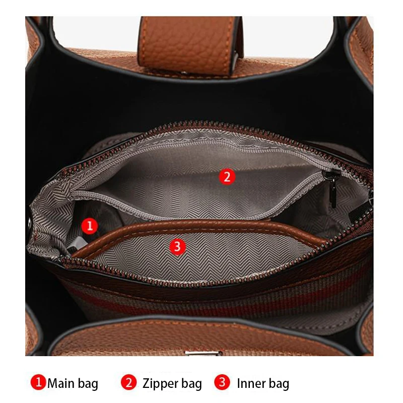 حقيبة حمل للنساء من الجلد الطبيعي حقائب كتف من الق...