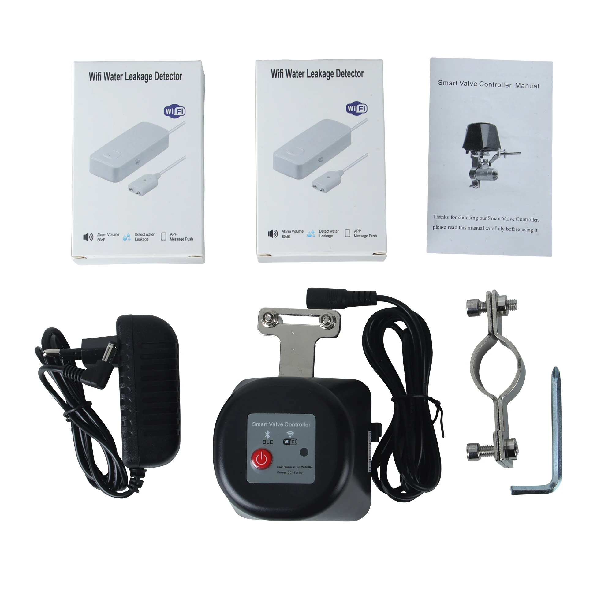 sensore-di-perdite-d'acqua-1-2-dn15-3-4-dn20-tuya-wifi-smart-valve-manipolatore-spegnimento-automatico-e-2pc-1-metro-tuya-wifi-sensore-dell'acqua