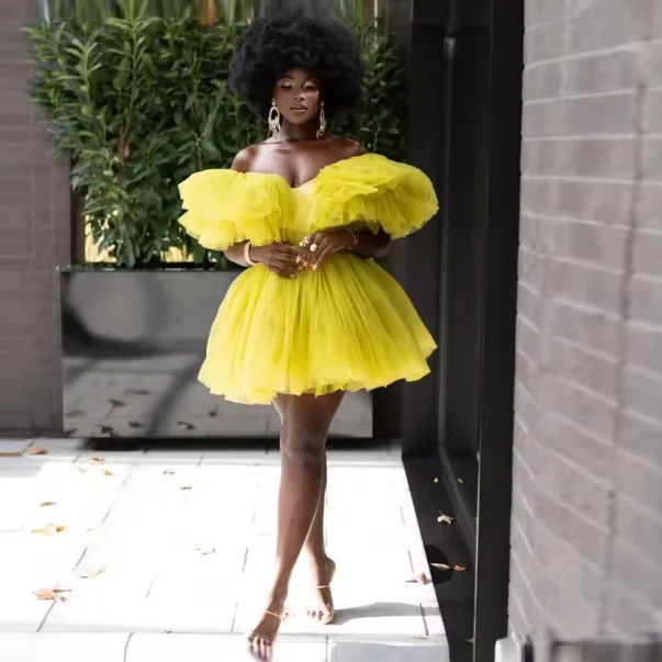 Black Girls Girls Yellow Formal Dress Prom Outfits Yellow Prom