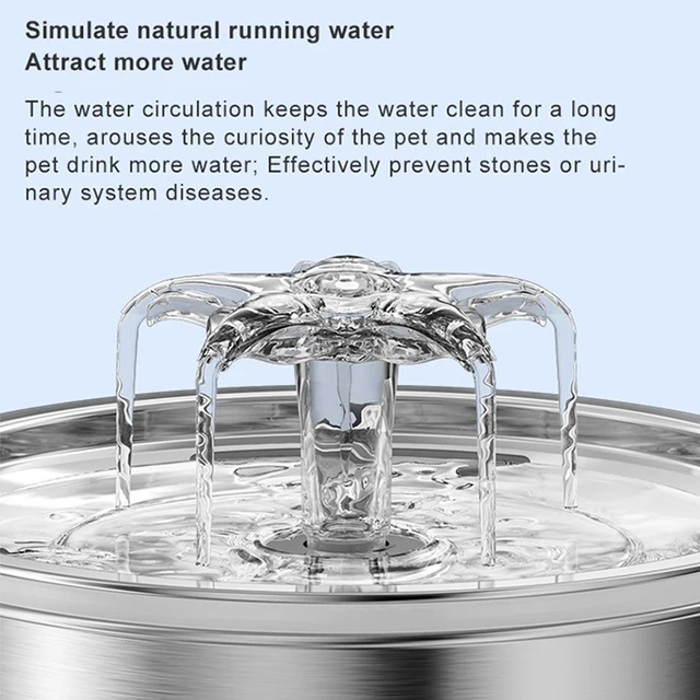 New Cat Water Dispenser Stainless Steel Automatic Recirculating Filtration Watchable Water Level Pet Water Feeder 3