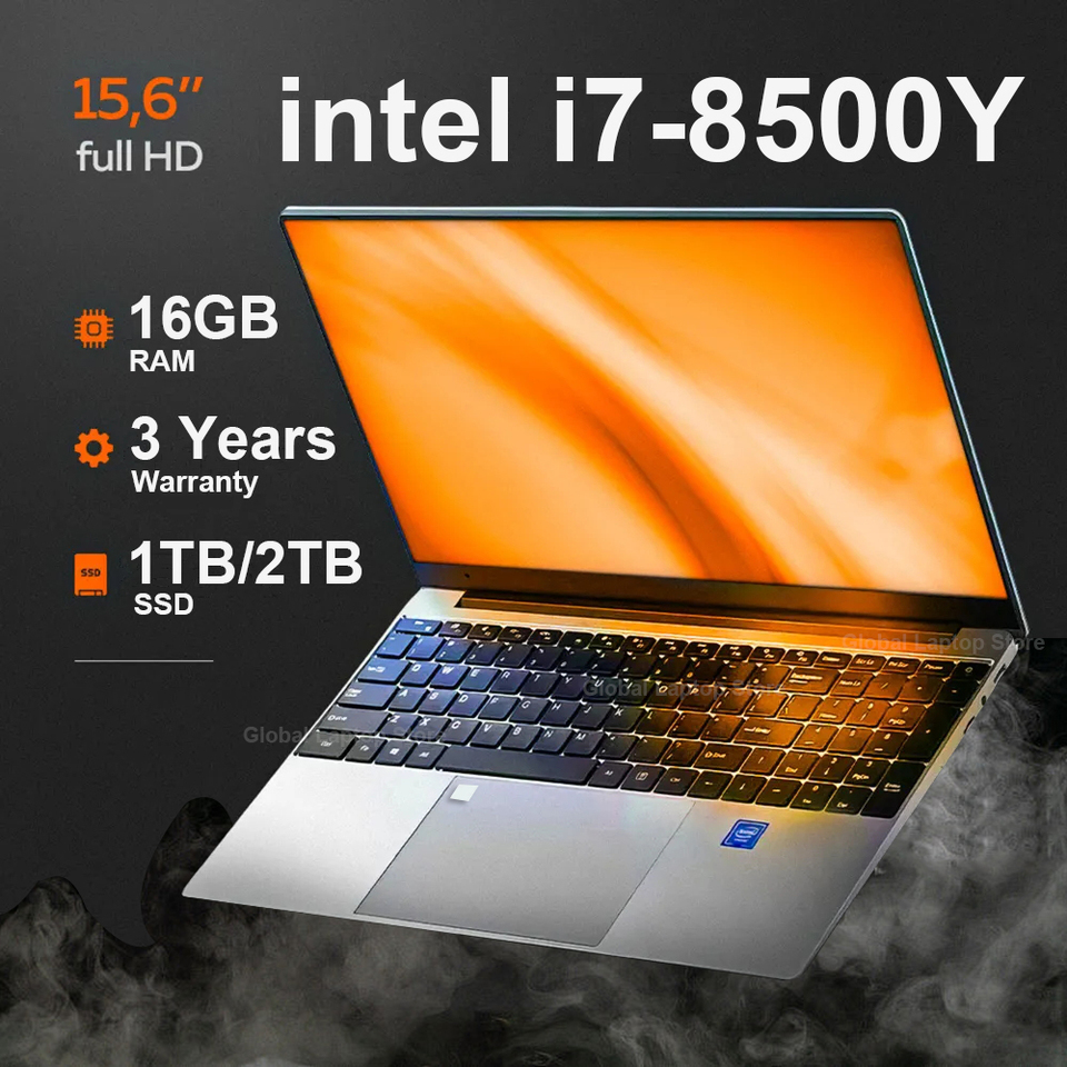 15.6 inch Laptops Office Fingerprint Unlock Notebook 16GB 1TB Windows 11 Pro Gaming Laptops Computer Intel i7-8500Y Notebook PC
