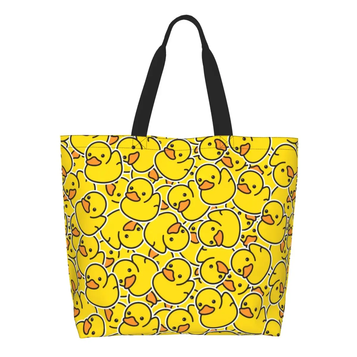 

Duck Cartoon Pattern Grocery Shopping Tote Bags Women Fashion Canvas Shoulder Shopper Bag Large Capacity Handbags