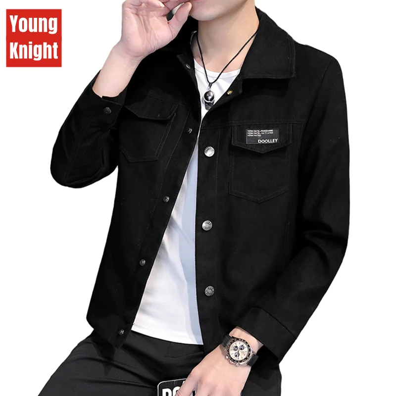 Coat men's windbreaker spring and autumn 2021 new Korean fashion ins tooling denim upholstery flannel casual jacket