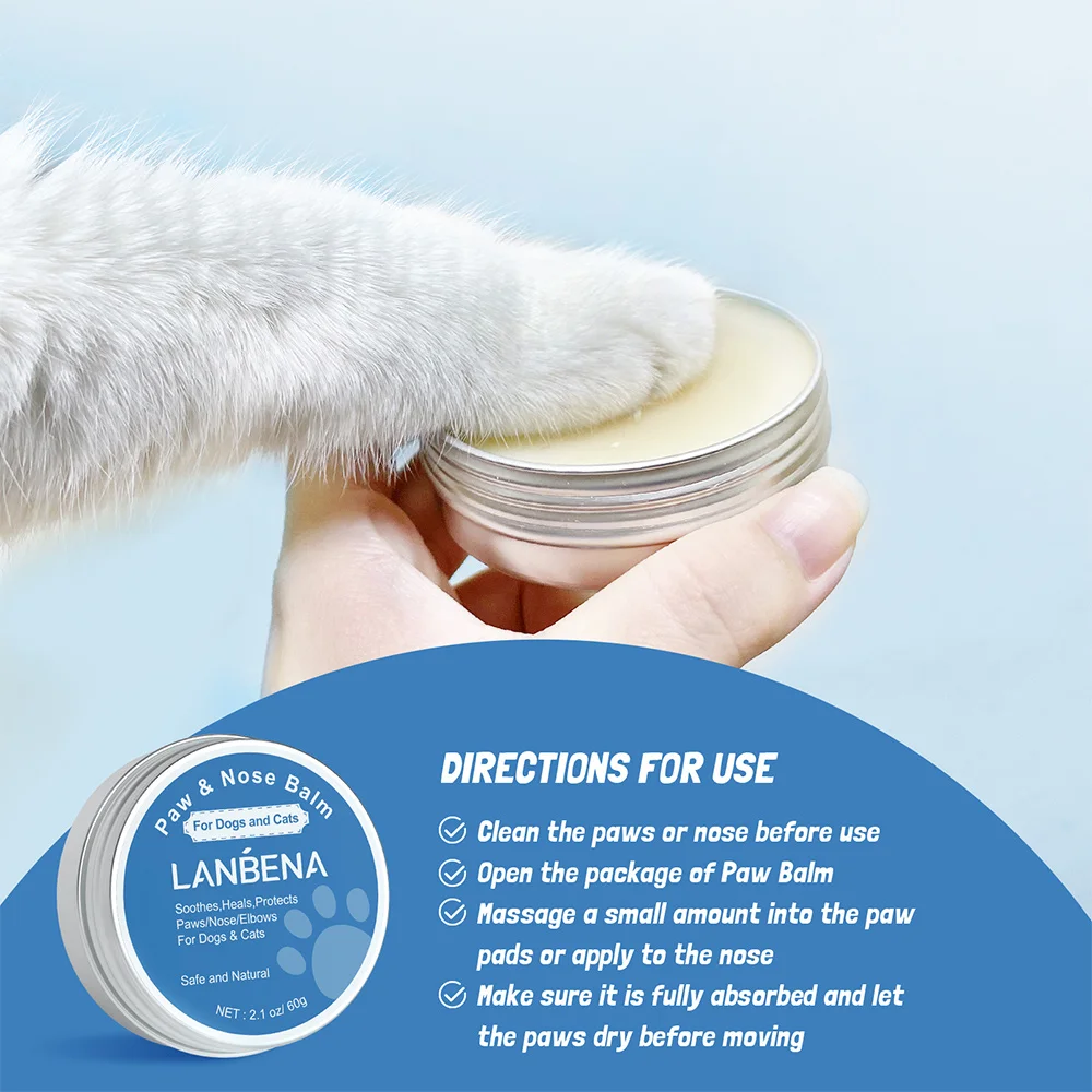 LANBENA 3-in-1 Pet Lotion Nose Elbow & Paws Nourishes And Moisturizes Skin Care To Relieve Dry Skin Smooth And Natural 60g