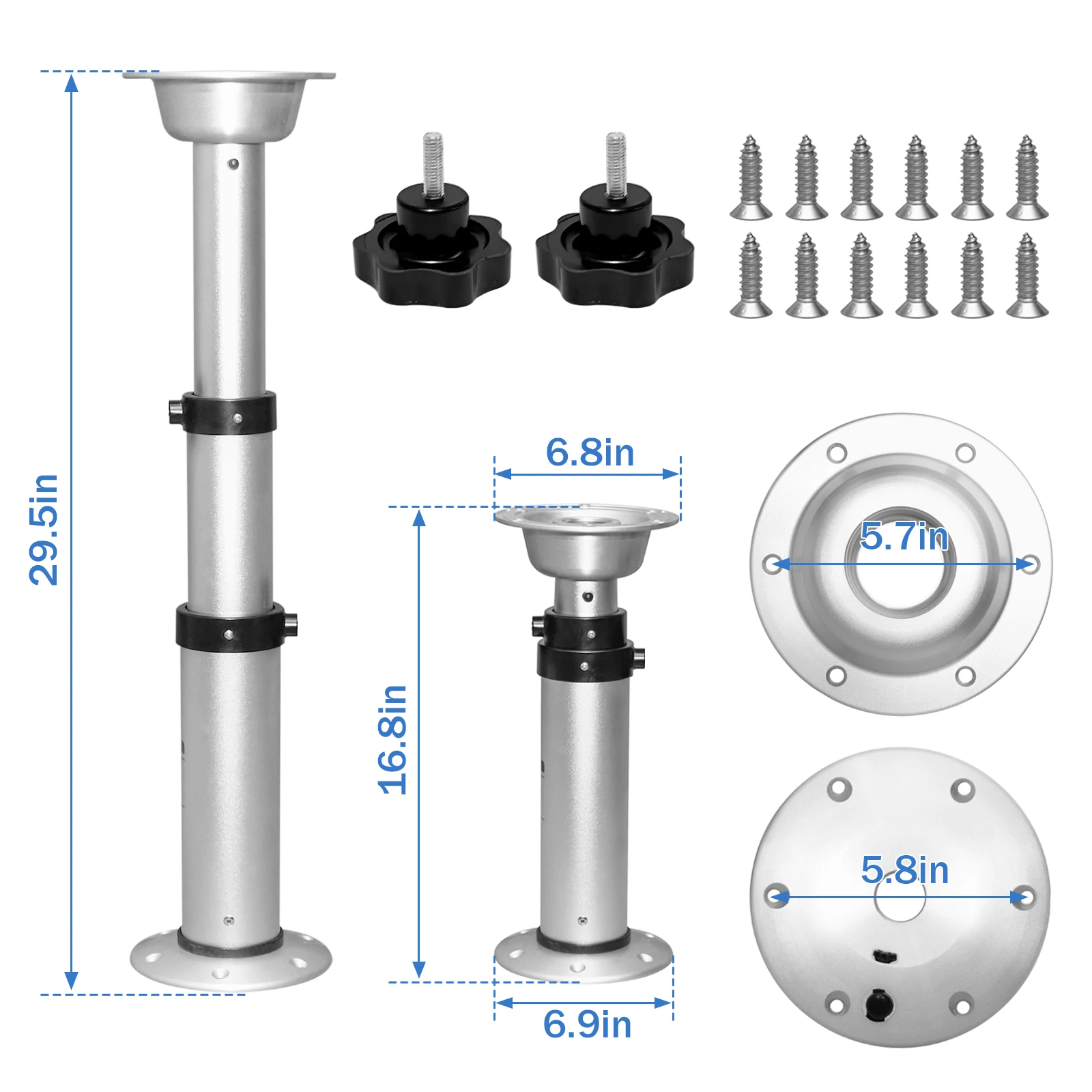 ALUMINIUM CAMPERVAN SWING-OUT CRANKED TABLE LEG AND BRACKET SET - Autocraft - View #13