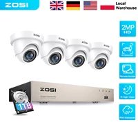 Système de caméra de sécurité ZOSI 1080P H.265+, kit DVR filaire 8 canaux, 2MP, vision nocturne IR, détection de mouvement, ensemble de vidéosurveillance 1