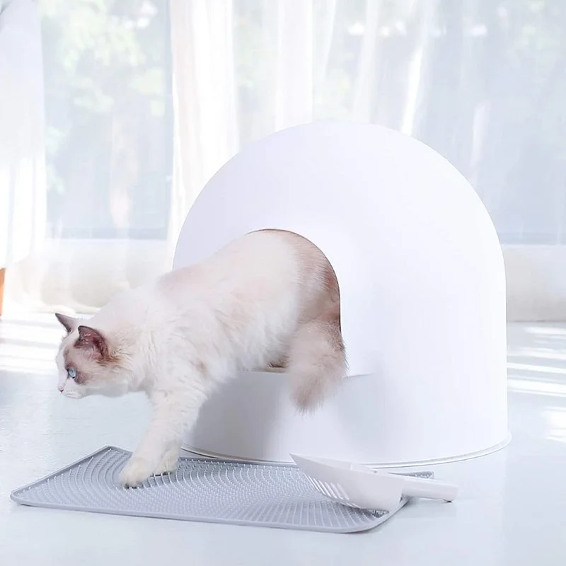 

Pet Products Cat Litter Box Semi-closed Pet Toilet Bedpan Super Large White Simple Gatti Accessori Potty Toilet Cats Sand Box