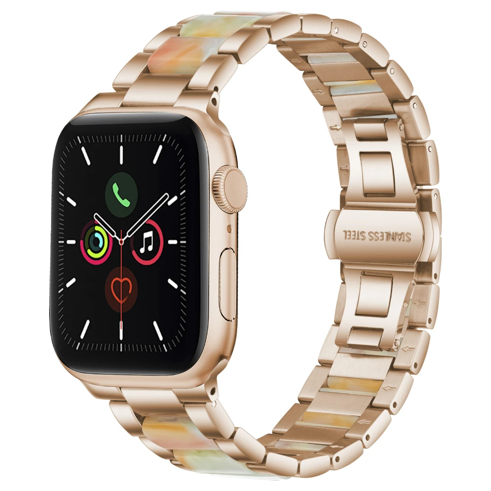 Metal Resin Strap for Apple Watch Ultra 9 8 7 49mm 45mm 41mm Stainless Stee Wristband for iWatch 6 5 4 3 SE 44mm 42mm 40mm 38mm