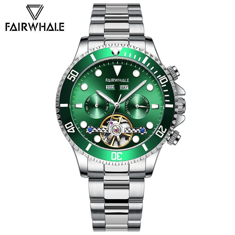 

Flying Tourbillon Mens Watch Automatic Mechanical Skeleton Watches for Men Waterproof Top Brand Luxury Stainless Steel Strap New