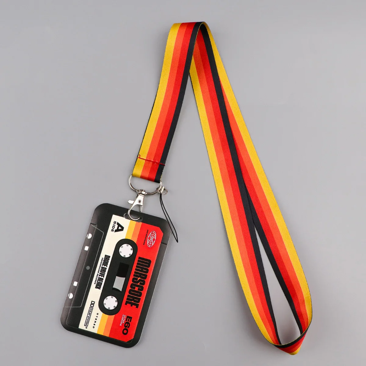 사무실 배지 홀더, 견고한 슬라이딩 하드 카드 케이스, ID 카드 홀더(랜야드 포함), 투명 카세트 테이프 배지 홀더(선물용)