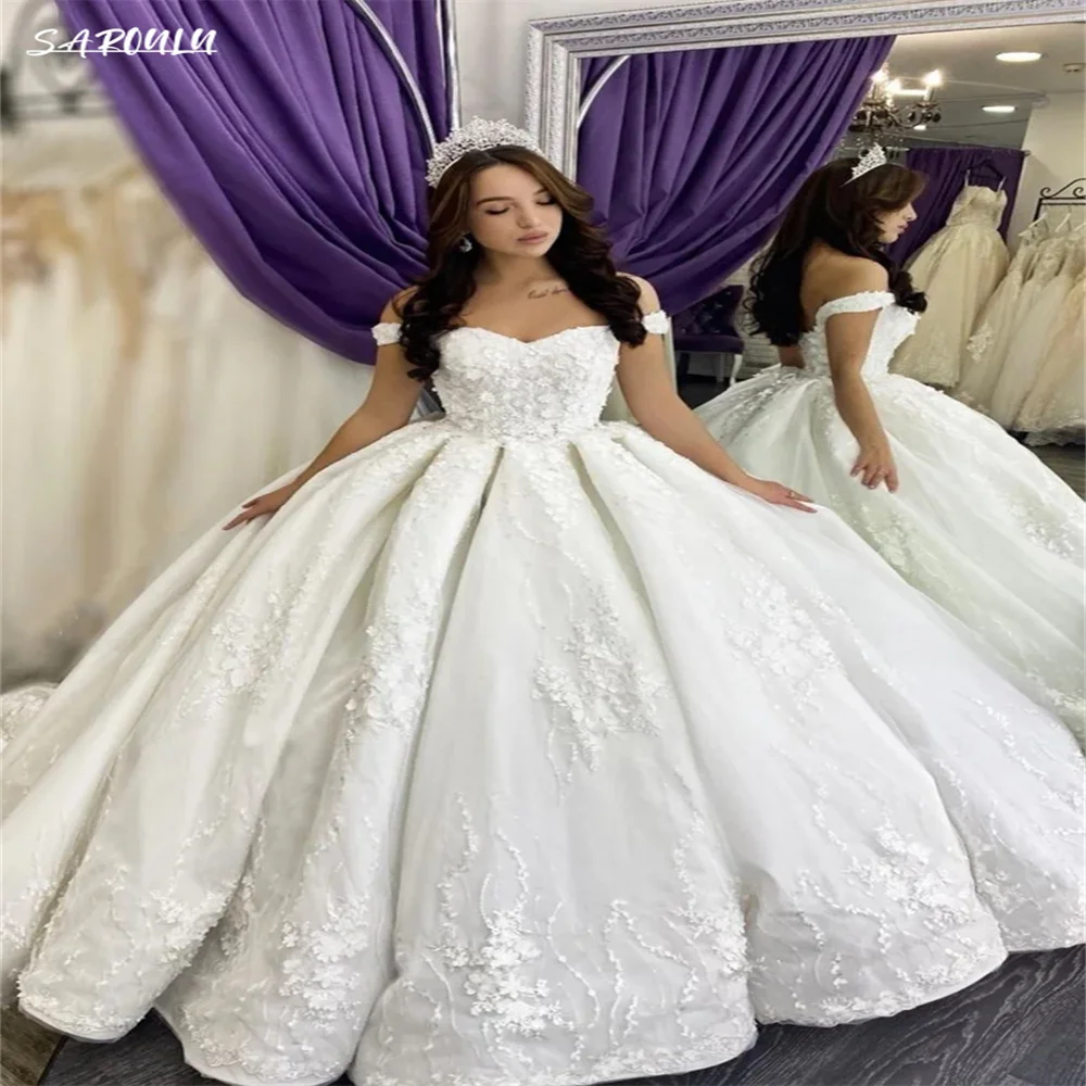 

Luxury Sweetheart Neck Off The Shoulder Wedding Dress Romantic Lace Floor-length Bridal Gown Elegant Vestidos De Novia
