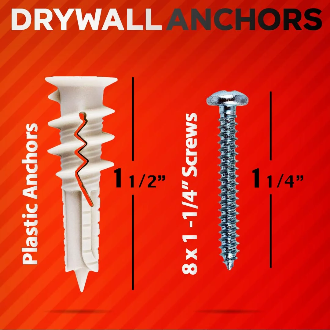 160Pcs Self Drilling Drywall Anchors and Screws kit #8 x 1-1/4&rdquo;- Superb Wall Anchors for Drywall, Holds Upto 75lbs