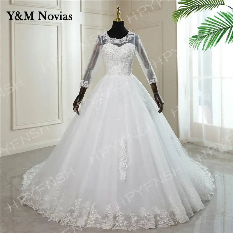 real-photo-cheap-new-vintage-o-neck-plus-size-wedding-dress-long-sleeve-simple-long-lace-embroidery-bridal-gown-vestido-de-noiva