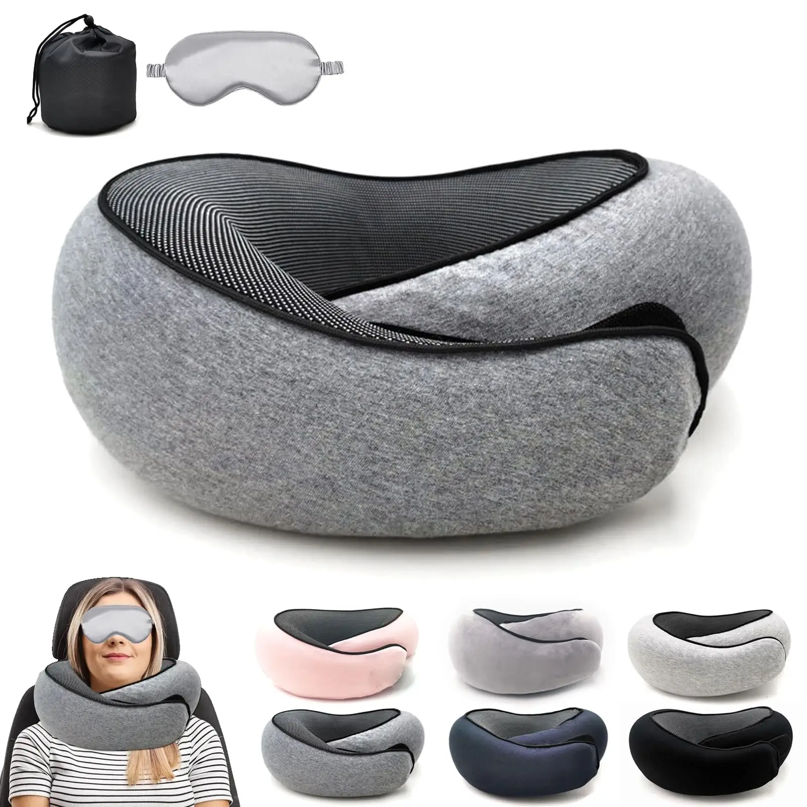 

Memory Foam Neck Pillow Cervical Vertebra Travel Portable Noon Break Aircraft U Type Of Pillow Sleep Camping Pillow Carry Bag