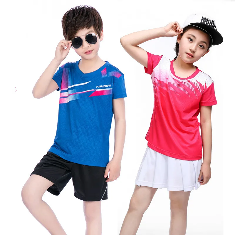 

Children Tennis Shirt+shorts(skirt)Sports Jersey Quick Dry Breathable Children Badminton Racing Suit T-Shirt Tennis CLOTHES