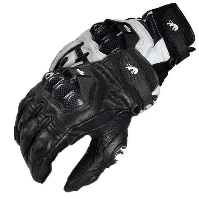 Gants de moto en cuir de vachette Smile Tech pour hommes et femmes, gants de conduite 4 saisons, noir et blanc, course isotHurbike, chevalier de vélo de course 4