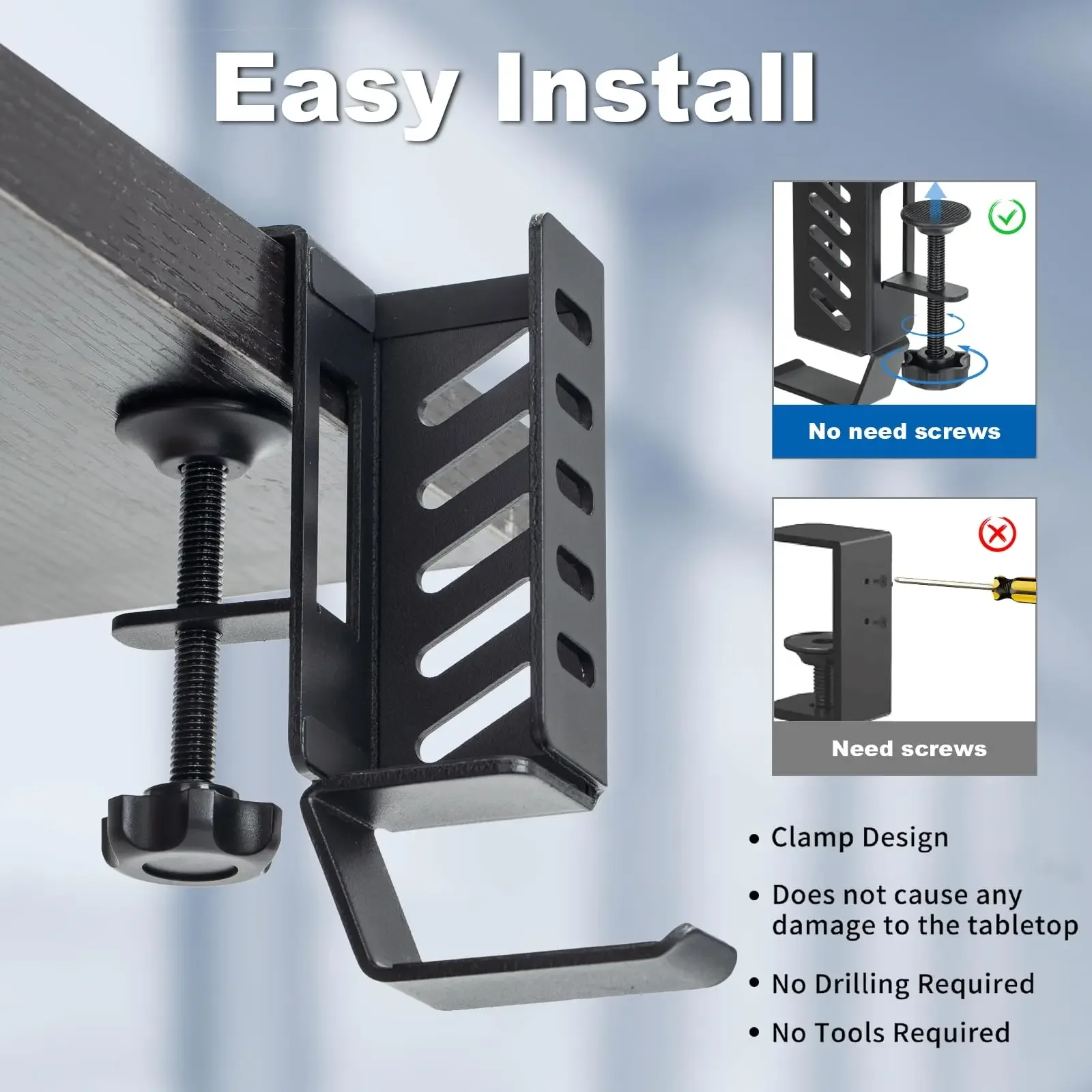 Desk Side Laptop Mount Hanging Laptop Holder for Office Home Clamp on Desk Side Storage Organizer for Laptops Organizer desk organizer storage organizer bag organizer