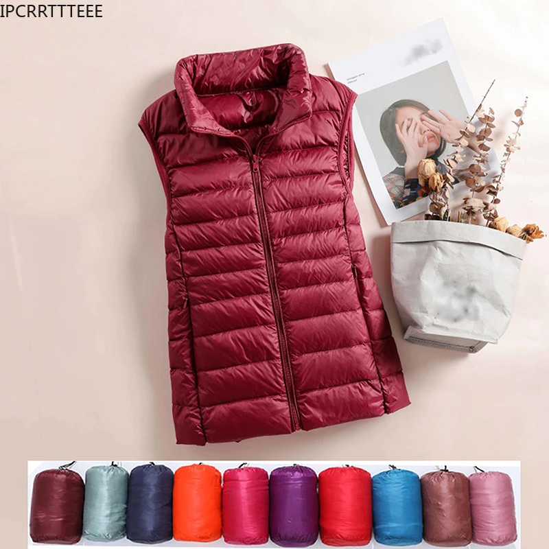 

Spring Autumn 2023 New Winter Waistcoat Duck Down Vest Women Short Jacket Sleeveless Portable Puffer Vest Coat Female