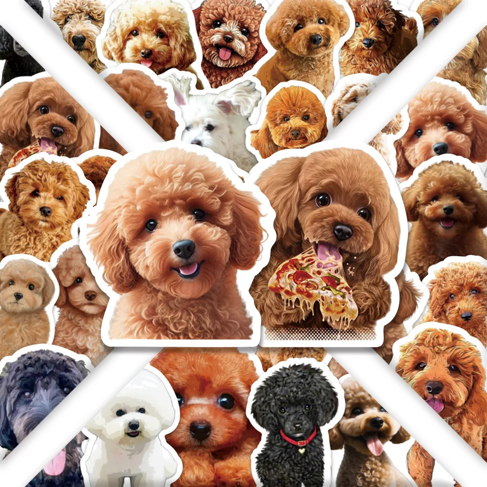 Cute Poodle Pet Dog Doodle Waterproof Sticker Set - Decorative Stickers for Laptops, Mobiles, Bicycles, and More