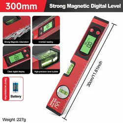 Electronic Digital Display Level Ruler with Magnetic Angle Measurement (30cm)